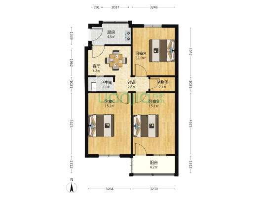 金寨路378号 3室1厅1卫 77平方