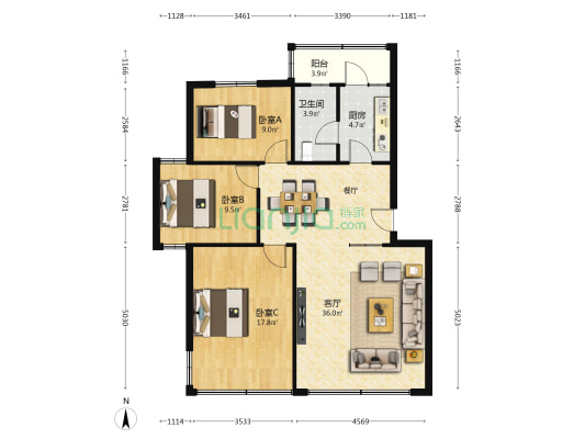 镜山路51号 3室1厅1卫 96平方