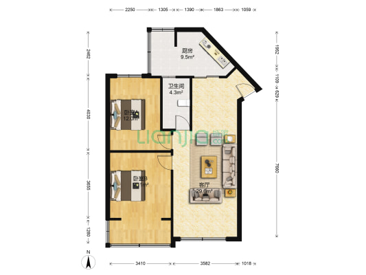 泰安小区 2室1厅1卫 86平方