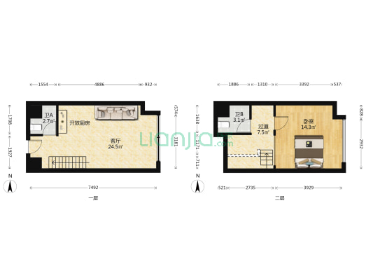 金轮星空间 1室1厅2卫 42平方