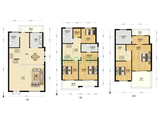湖畔名苑 5室1厅4卫 299平方