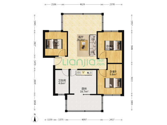 云南省水利水电职业学校 3室1厅1卫 67平方