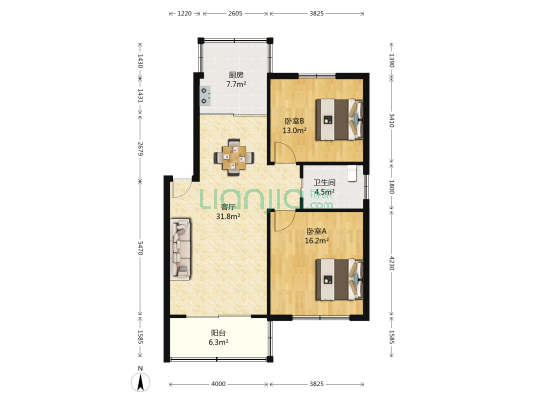 御河苑 2室1厅1卫 96平方