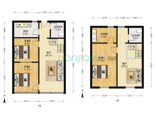 舒家街中南一路620号 3室2厅2卫 62平方