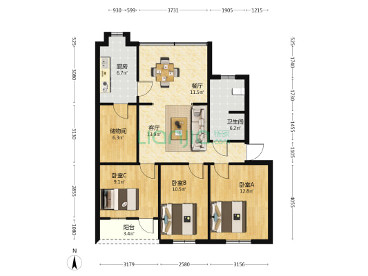 荆州街小学家属院 3室2厅1卫 98平方