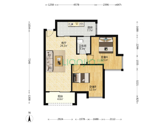 南溪绿郡C区 2室1厅1卫 73平方