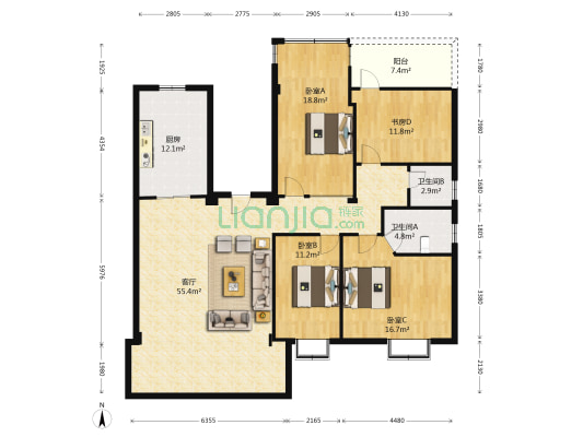 湖滨南路251-300号 4室1厅2卫 153平方
