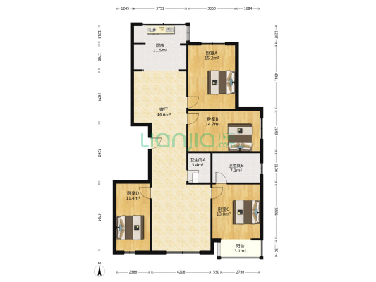 海安家园 4室1厅2卫 183平方