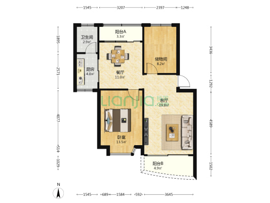 南宁农工商青山小区 1室2厅1卫 82平方