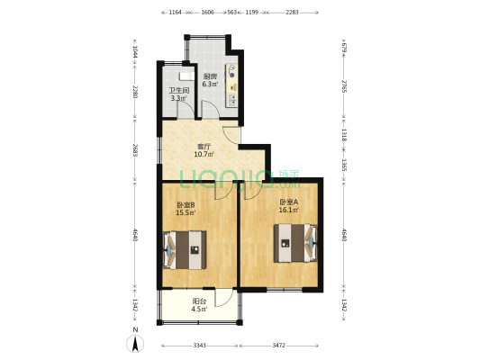 金家巷 2室1厅1卫 66平方