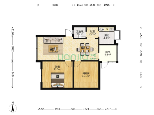 云天小区 1室1厅1卫 75平方