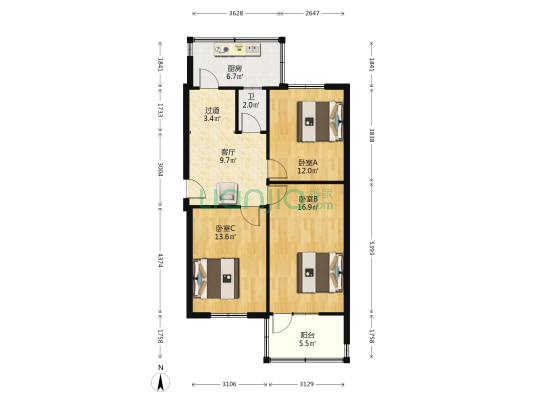 市科协宿舍 3室1厅1卫 79平方