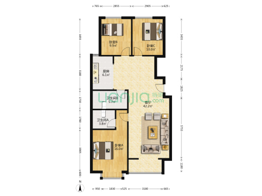 佳合美地 3室1厅2卫 139平方