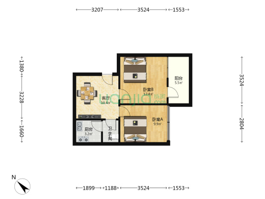 康园小区 2室1厅1卫 53平方