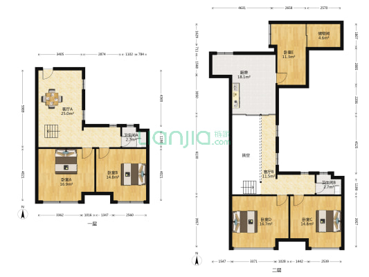 汇坚国际QQ公寓 5室2厅2卫 87平方