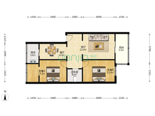 织袜三厂家属院 2室2厅1卫 79平方