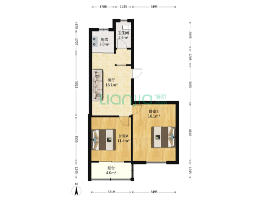 杏林新村 2室1厅1卫 66平方