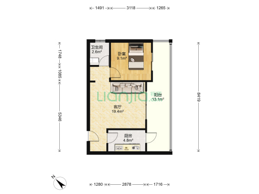 金福苑(青羊) 1室1厅1卫 47平方