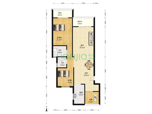 万达华府 3室2厅2卫 127平方