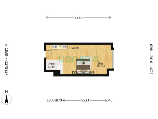 中邦·欢乐颂 1室0厅1卫 45平方