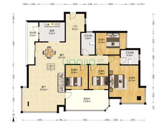 龙湾华府 4室2厅2卫 165平方
