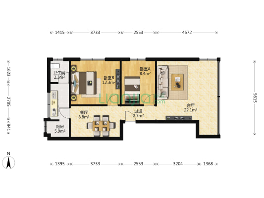 前进支路 2室2厅1卫 69平方