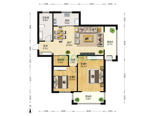 金龙公寓二区 2室1厅1卫 103平方