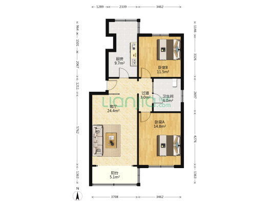 荣馨苑 2室1厅1卫 90平方