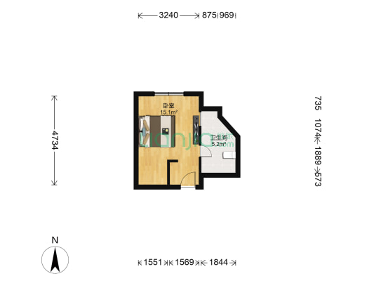 美丽园大酒店 1室0厅1卫 39平方