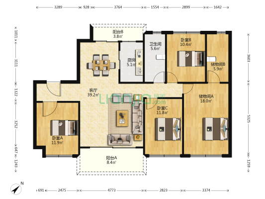 碧桂园天骄公馆 3室1厅1卫 142平方