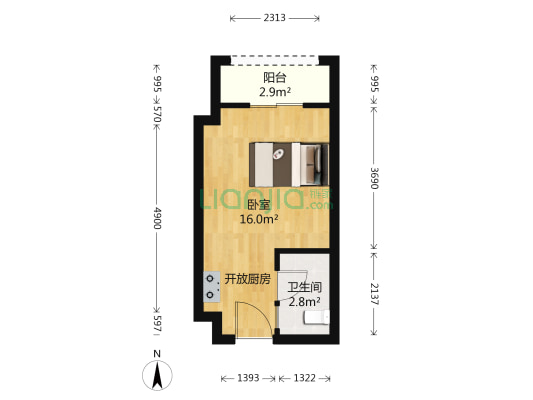 天一仁和财富中心 1室0厅1卫 29平方
