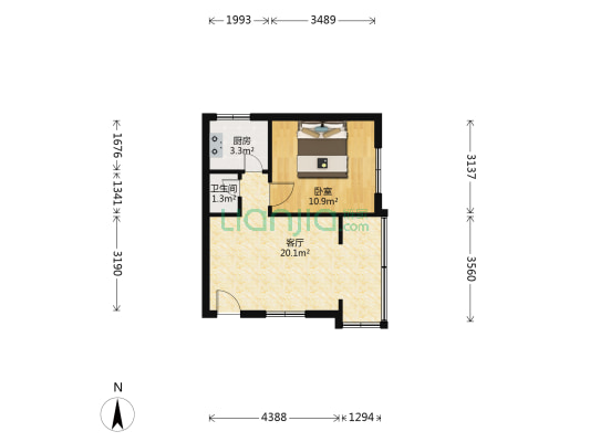 沙坪坝北街 1室1厅1卫 44平方