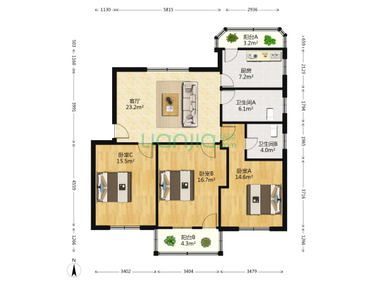 汇兴路121号 3室1厅2卫 122平方