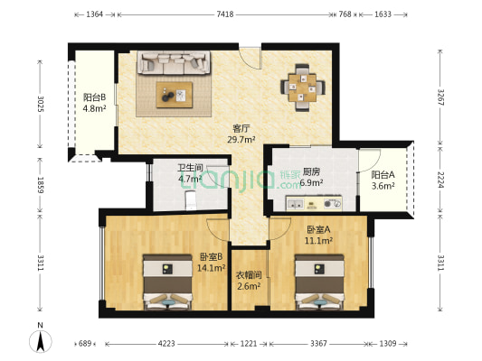 西湖半岛 2室1厅1卫 79平方