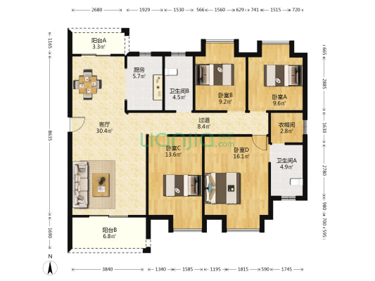 香澜公馆 4室1厅2卫 142平方