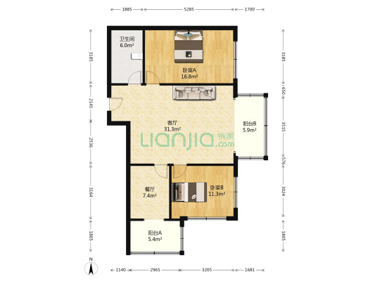 人大楼 2室2厅1卫 110平方