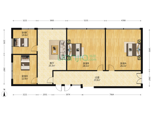 宝翠商务 4室1厅0卫 174平方