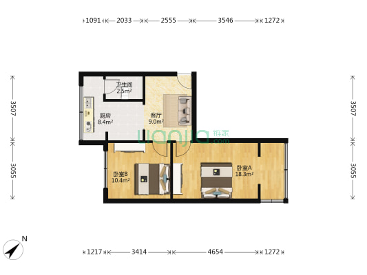 文华路12号 2室1厅1卫 56平方