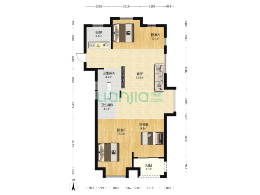 育慧湾花苑 3室1厅2卫 108平方
