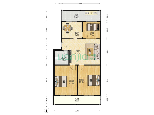 小店房管局宿舍 3室2厅1卫 112平方