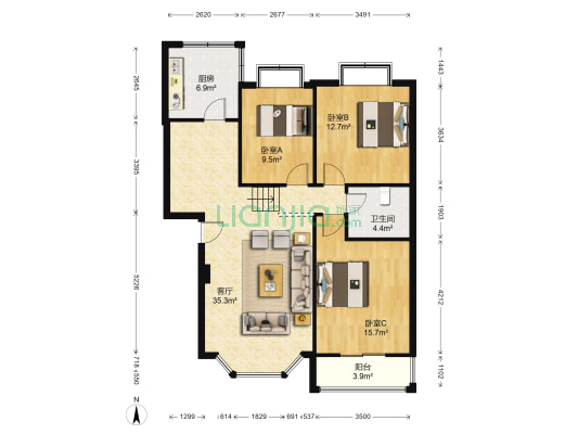永泰雅居 3室1厅1卫 103平方