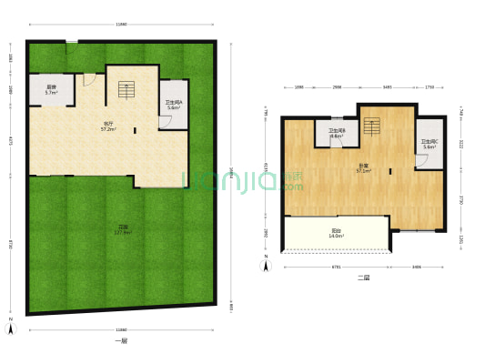 众安溪园 1室1厅3卫 161平方