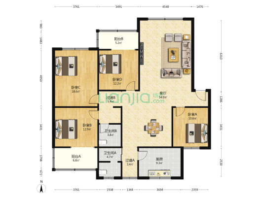 安宁路85号 4室1厅2卫 167平方