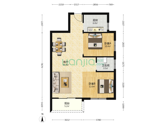 瑞鑫花园 2室1厅1卫 92平方