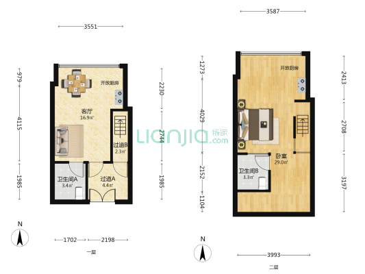 M72寓 1室1厅2卫 41平方