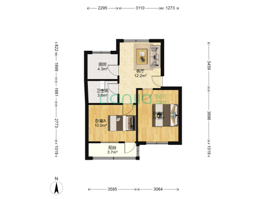 县工商局院 2室1厅1卫 56平方