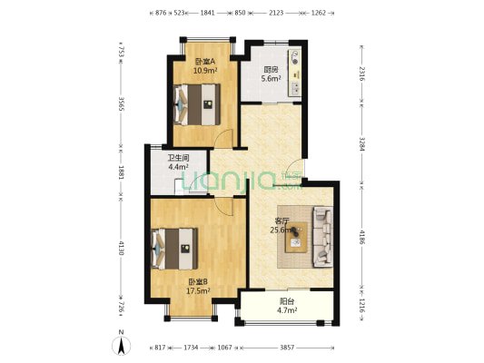 和欣家园 2室1厅1卫 80平方