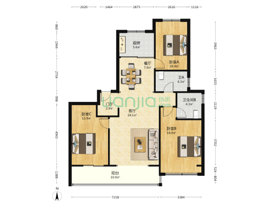 保利御湖上品 3室2厅2卫 124平方