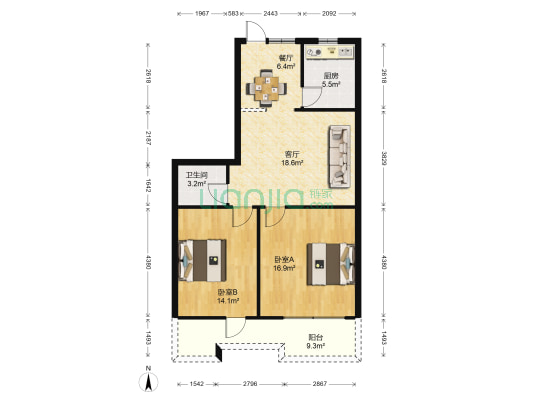 七六路37号 2室2厅1卫 89平方