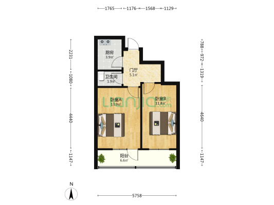 西南庄前亍15号院 2室0厅1卫 49平方
